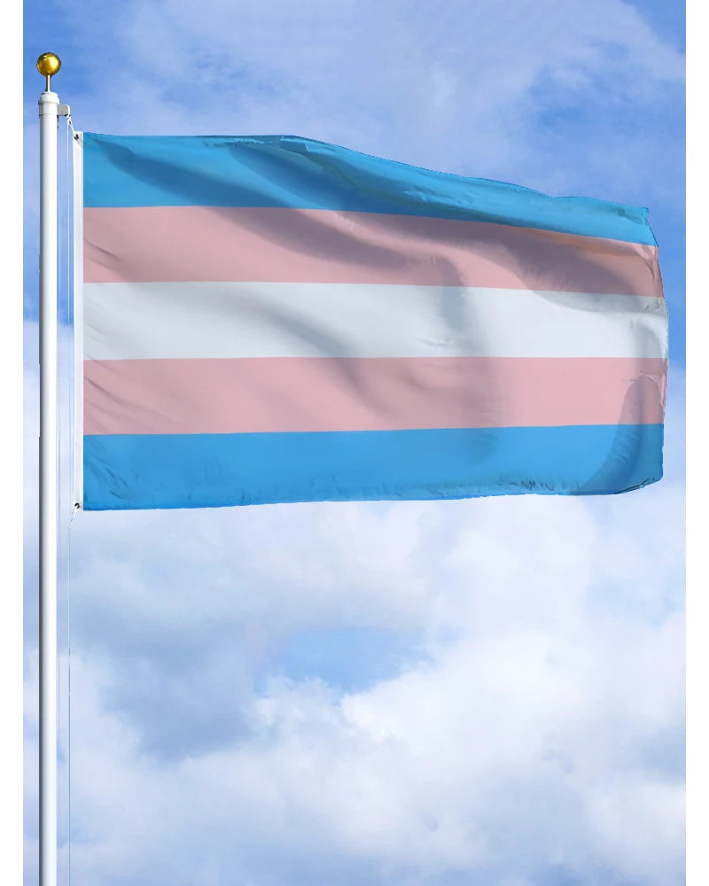 drapeau transgenre bleu rose blanc rayures horizontal polyester super tex décoration moderne