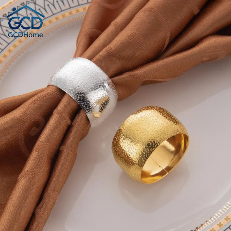 anneaux serviette or argent texture rugueuse moderne adhésif fixe set table minimaliste