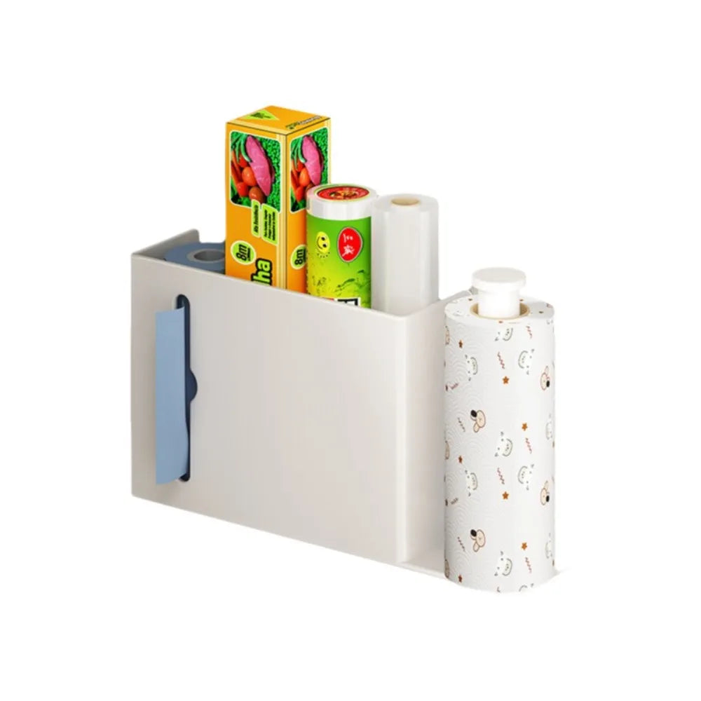 support mural adhésif gris moderne rangement papier toilette plastique sacs poubelles multifonction humidité résistance