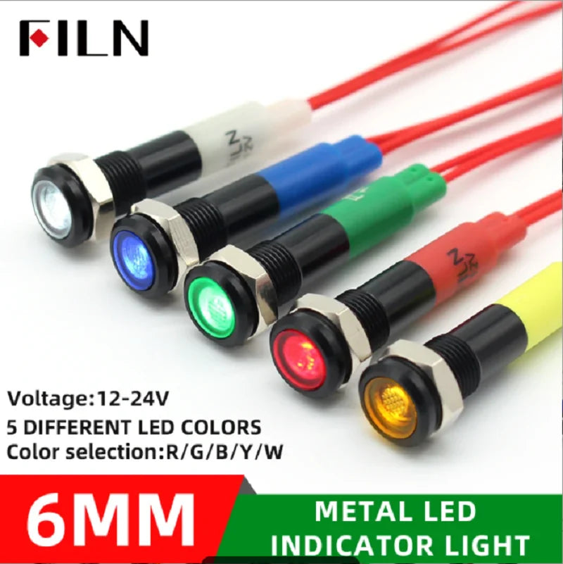 ampoule led 12v 24v bleu rouge vert jaune blanc métal brillant moderne vis câble