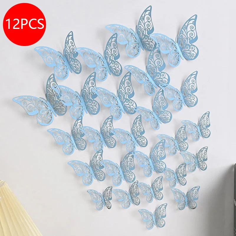 décoration gâteau papillons ornements floraux adhésifs or argent bleu rouge rose vàng trắng