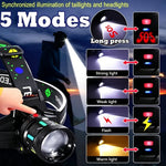 lampe frontale led rechargeable étanche ip65 noir multifonctionnelle randonnée camping course