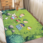 tapis dessin animé personnages anti dérapant polyester imperméable moderne vert clair bleu blanc rose