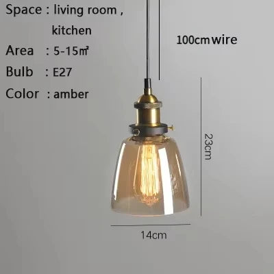suspension lumineuse industrielle vintage transparente ampoule filament dorée câble suspendu chambre salon
