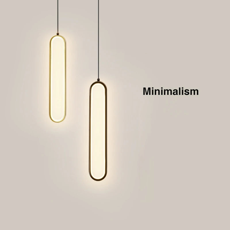 Lampe suspendue LED noir doré minimaliste intérieur chambre coucher flux lumineux faible montage semi