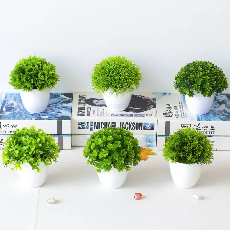 plante artificielle bonsaï moderne pot blanc décoration intérieure feuilles vert minimalistes exposition salon