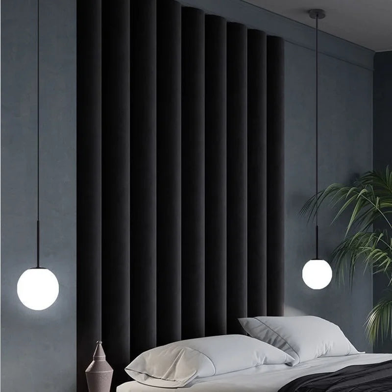 suspension lumineuse moderne or blanc sphérique mat câble suspendu minimaliste chambre restaurant
