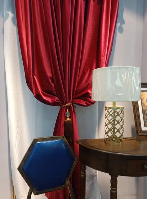 rideau velours rouge opulent classique résistant l’eau fenêtre française salon chambre coucher