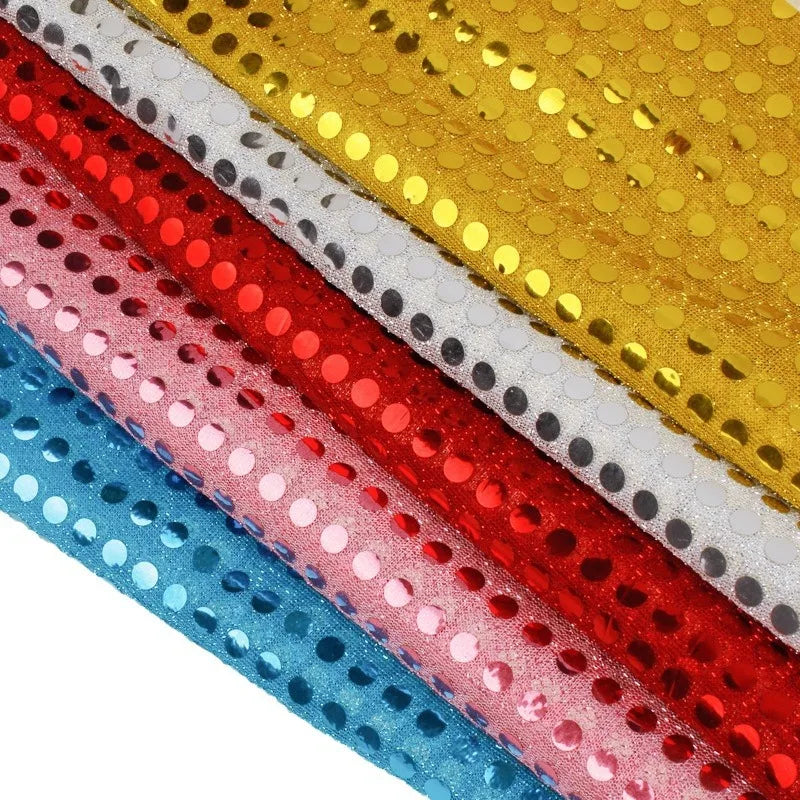 tissu circulaires polyester translucide glitter rouge blanc bleu vert violet or bricolage décoration
