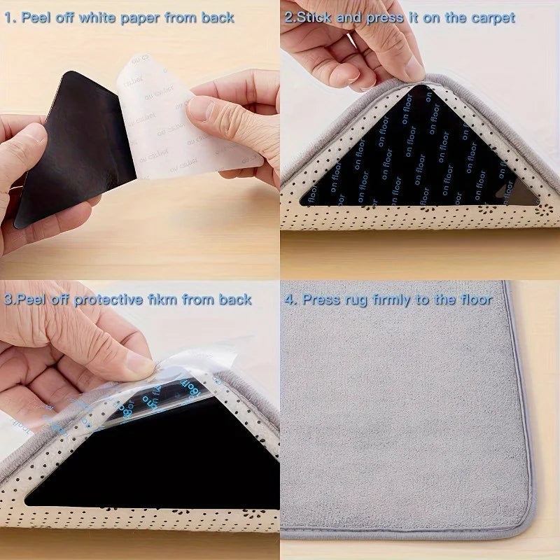 tapis d'angle gris clair texture moelleuse adhésif double face moderne fixations papier protecteur film