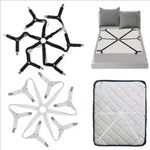 attaches draps élastiques pinces métal noir blanc tissu élastique quadrillé utilitaire fixations matelas drap