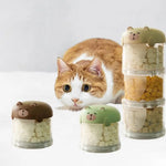 boîtes rangement aliments animaux compagnie moderne visage mignon couleur beige vert jaune étanches humidité