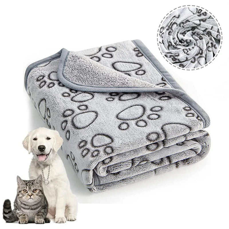 couverture douce animaux compagnie gris clair imprimé pattes animaux taille confortable
