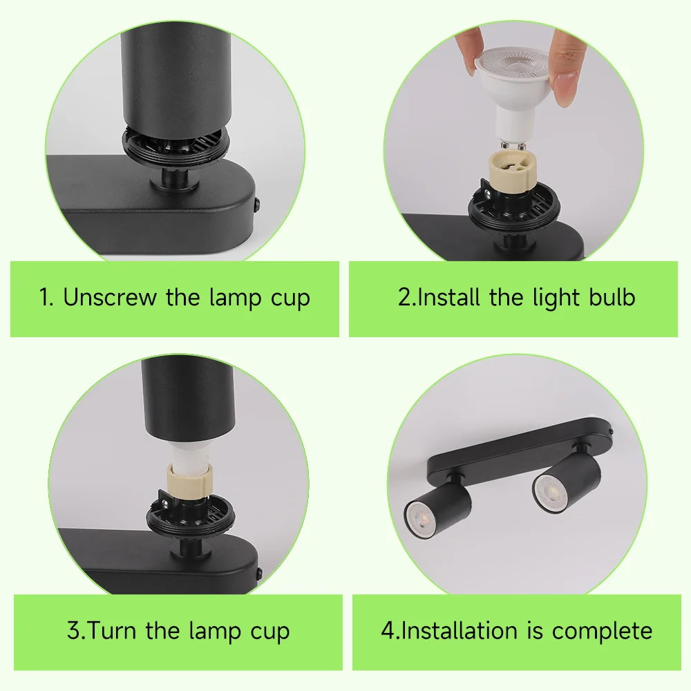 Spot lumineux LED 5W noir mat moderne compatible ampoule GU10 vis fixé