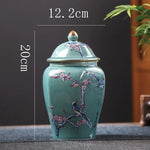 pot thé céramique artisanal fleurs oiseaux peintes main vert clair traditionnel couvercleDecorationMaisonVaseFleurs