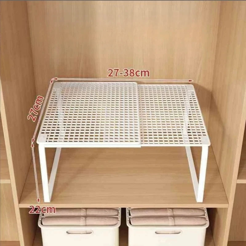 étagère rangement extensible métal blanc moderne grille fixée clips armoire