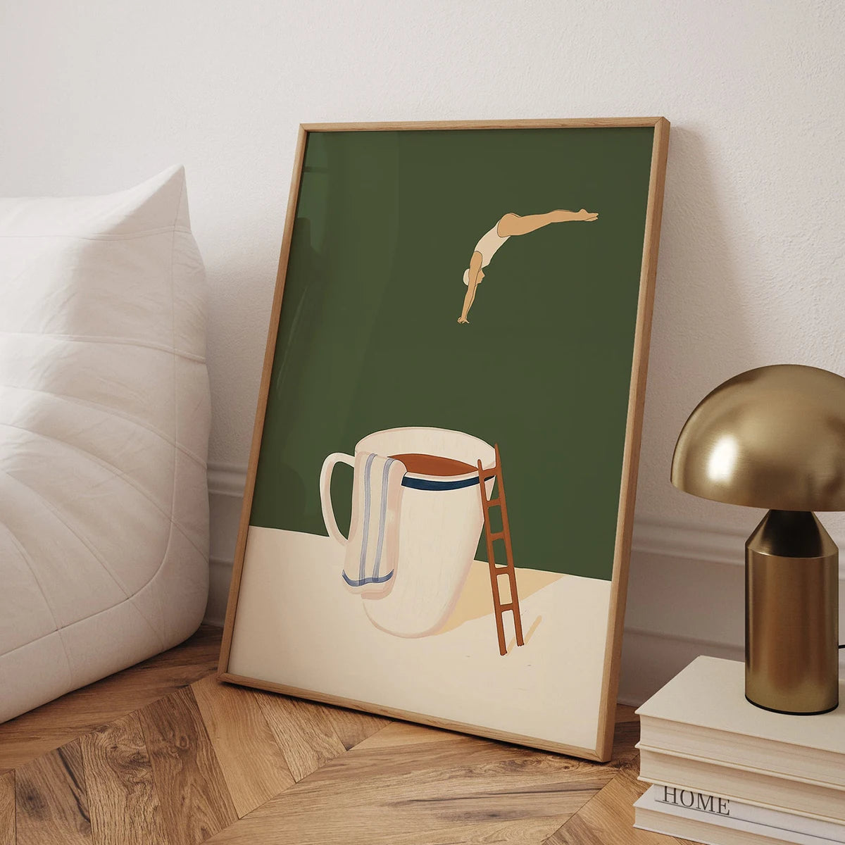 tableau moderne abstract toile animaux compagnie verte chambre salon decoration vertical rectangle