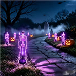 éclairage solaire squelette violet orange halloween jardin moderne translucide led allée festive