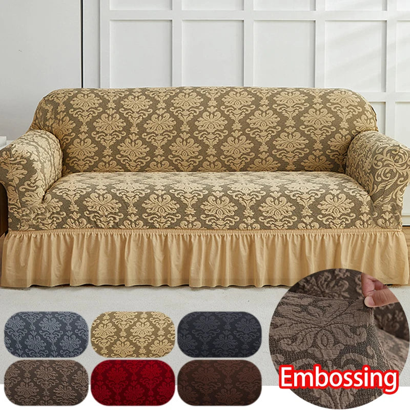 housse canapé brocart beige gris rouge classique élégants boutons soutien lavage machine automne hiver