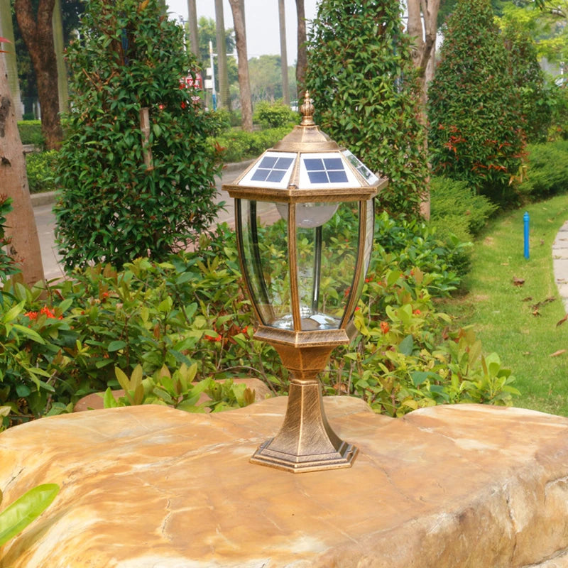 lampe solaire dorée led transparente classique extérieure étanche jardin moderne