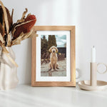 cadre photo bois chêne naturel plexiglas transparent beige clair rustique amovible 3x5 4x6 pouces
