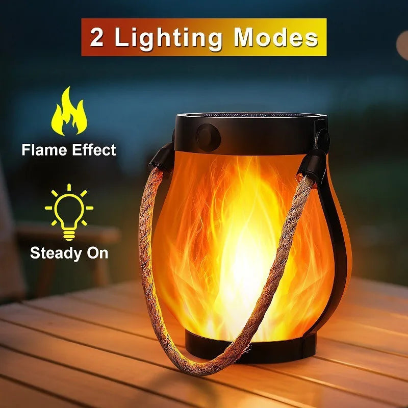 lanterne lumineuse effet flamme led rechargeable solaire moderne camping extérieur