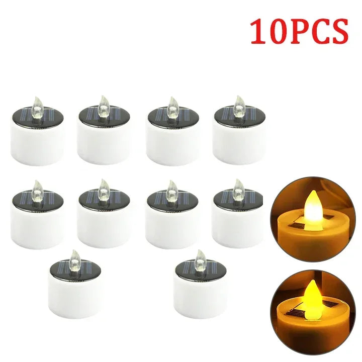 bougies solaires led sans flamme étanches rechargeables extérieur jardin décoration maison moderne blanc simulateur