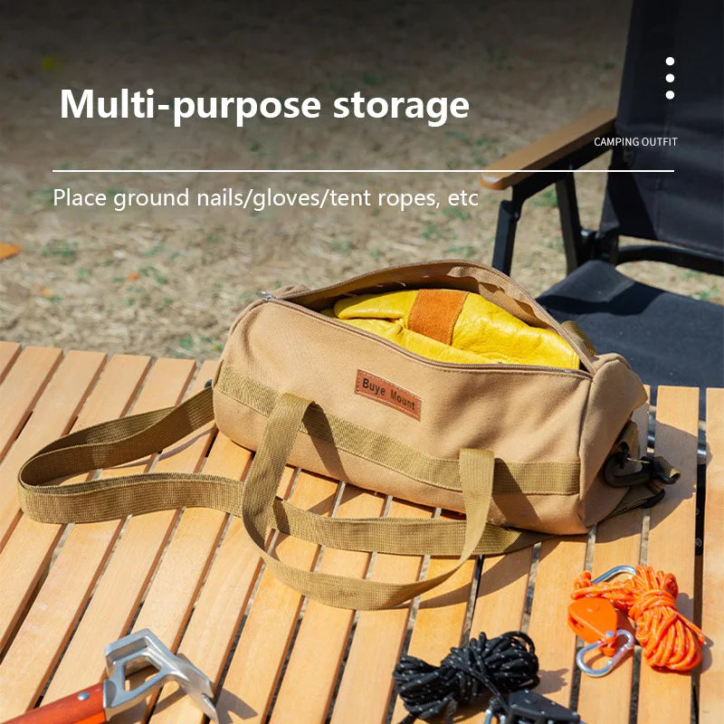 sac main khaki vert armée noir toile épaisse pratique robuste poignées amovibles campagne outils