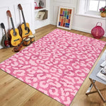 tapis moderne rose rayures ondulées salon chambre facile nettoyer polyester polypropylène