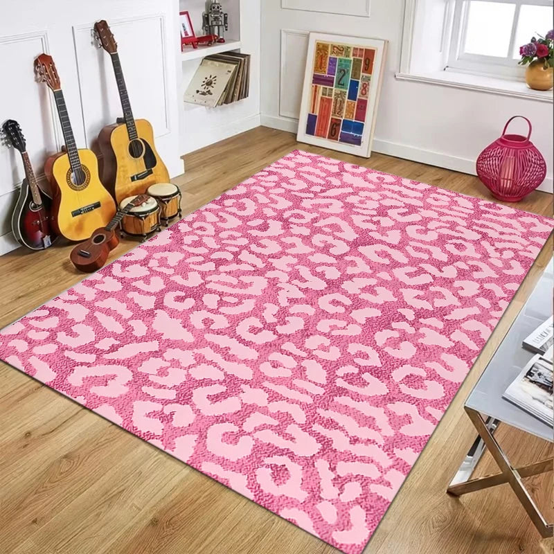 tapis moderne rose rayures ondulées salon chambre facile nettoyer polyester polypropylène