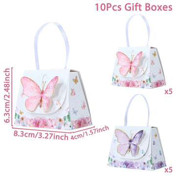 boîtes pop corn décoratives papillons rose violet doré fête anniversaire mariage baptême fille