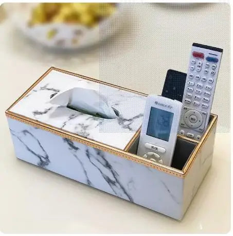 boîte rangement multifonction cuir noir moderne porte mouchoirs clips télécommandes papeterie respectueux environnement