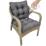 coussin assise imperméable polyester gris uni moderne rubans fixation extérieur jardin terrasse amovible lavable