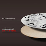horloge murale moderne marbre gris blanc quartz bois salon unique