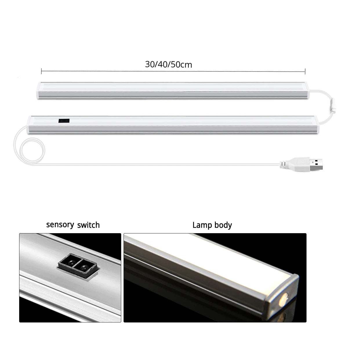 lampe led barre cuisine 30cm 40cm 50cm blanc blanc chaud adhésif sensoriel moderne minimaliste