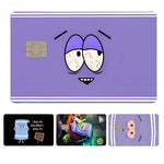film autocollant carte bancaire violet dessin animé sourire réutilisable étanche