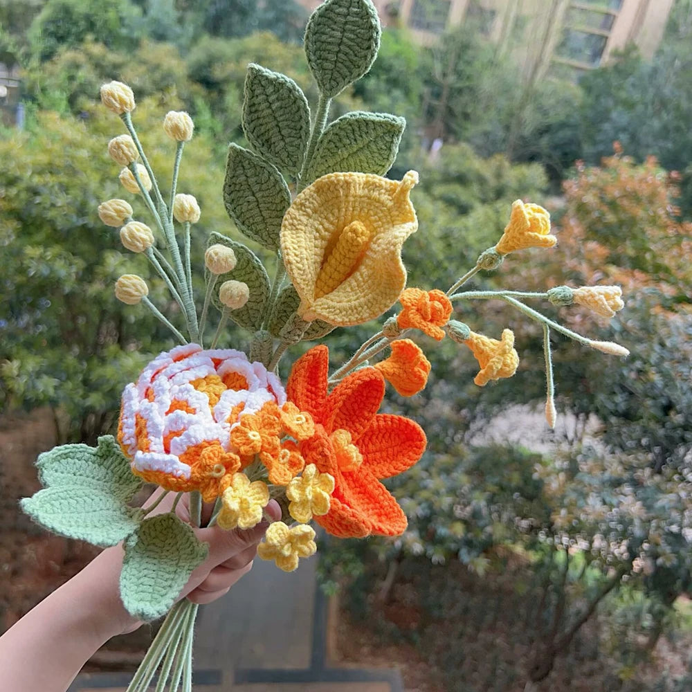 bouquet main fleurs artificielles jaunes blanches vertes intérieur mariage anniversaire decoration