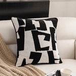 housse coussin polyester géométrique jacquard noir blanc moderne salon décoration