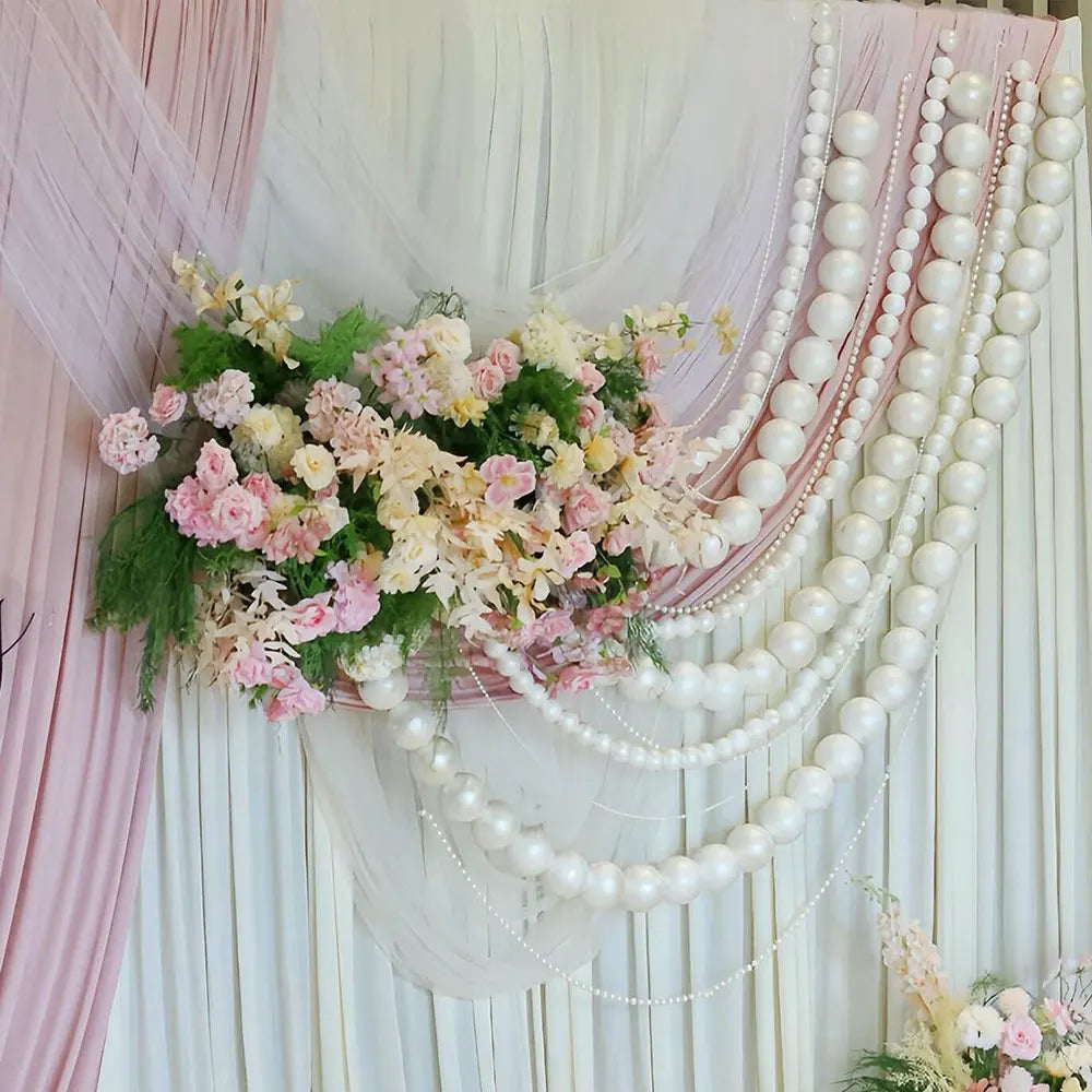 guirlande décoratives mariage anniversaire blanc crème rose bleu clair festif éligant semi transparent voile