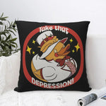 coussin carré noir canard chapeau épée zip invisible décoration chambre voiture 100 polyester imprimé