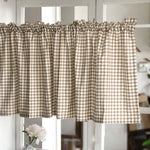 rideau gingham beige blanc champêtre fixé cuisine opacité moyenne dimension 140cm