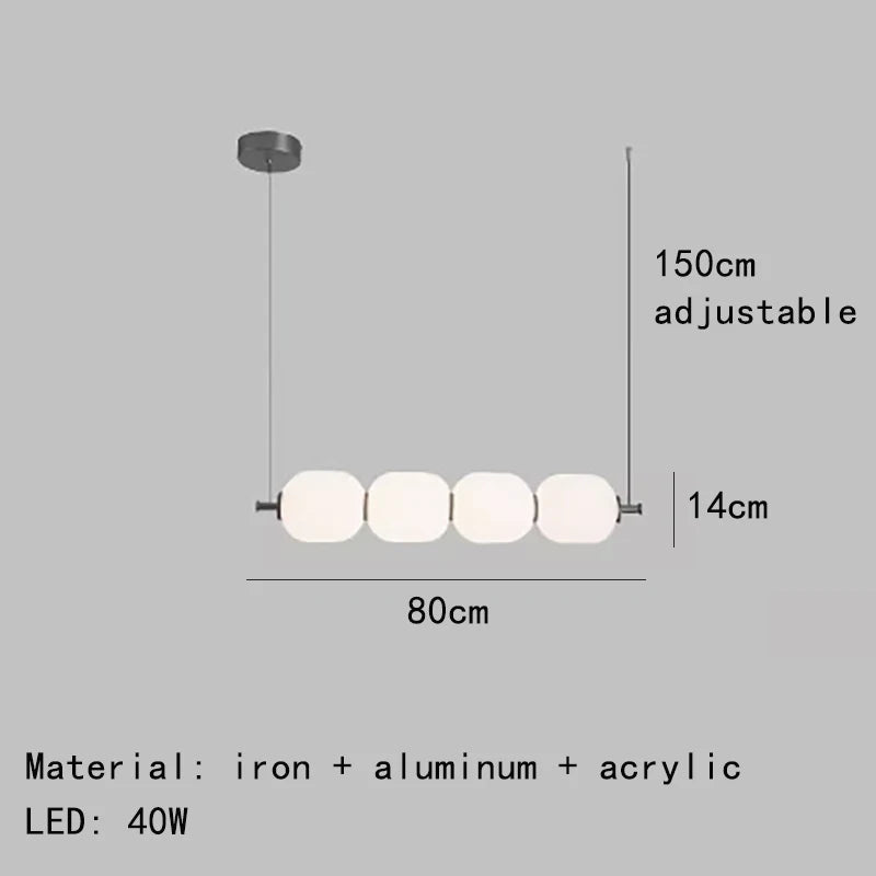 Suspension lumineuse moderne verre blanc opacité rayures horizontales led salon chambre