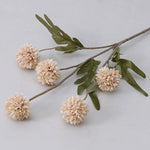 bouquet artificiel branches fleurs boules pissenlit feuilles vertes décoration mariageintérieur moderne naturel
