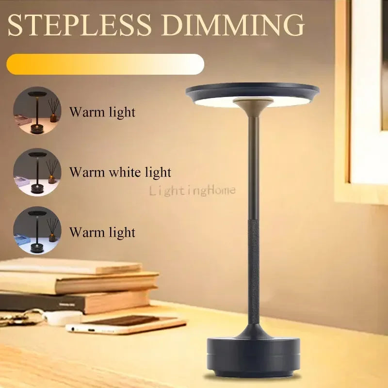 Lampe de chevet sans fil rechargeable avec abat-jour gris