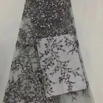 tissu dentelle sequins motifs floraux polyester translucide élégant noir blanc rose vert bleu marine