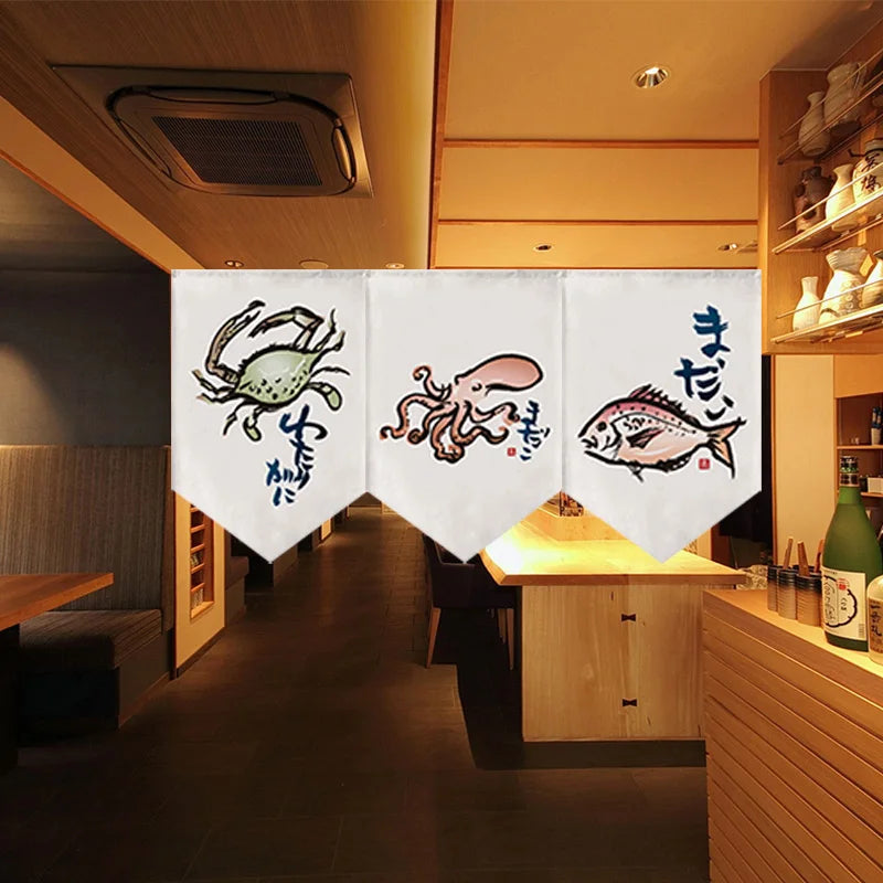 Panneau japonais rideau court dans une cuisine moderne