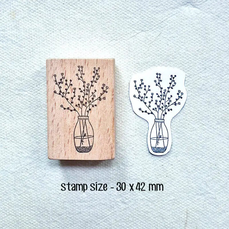 tampons encaustique bois naturel fleurs bouteilles minimaliste set artisanat journal scrapbook notes decoration