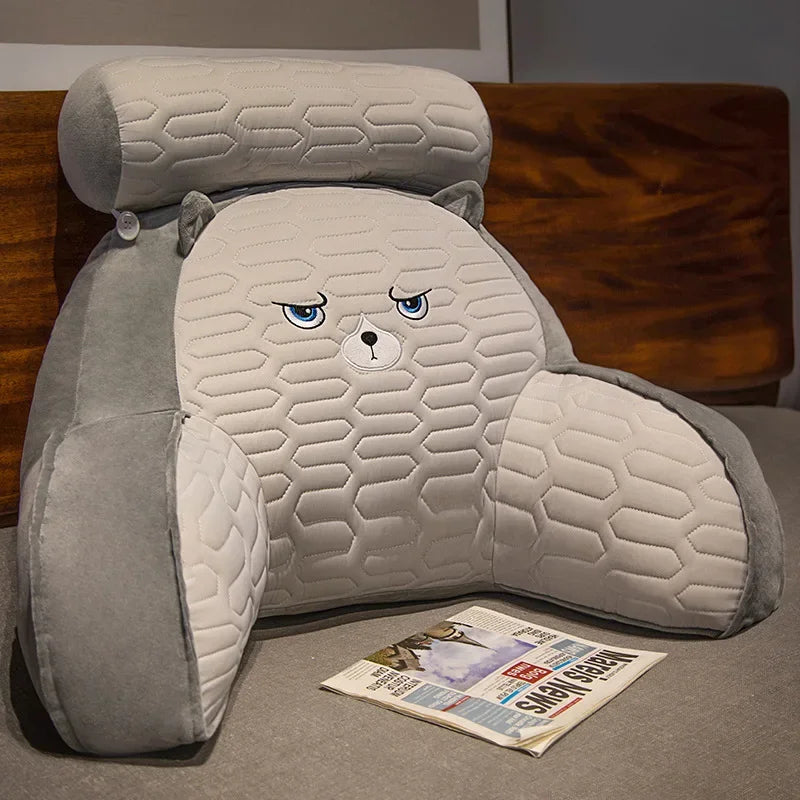 oreiller lecture confortable moderne gris vert jaune bleu imprimé animaux concave coton polyester 60x40cm