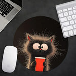tapis souris chat noir tasse dessin animé 22cm 22cm antidérapant caoutchouc durable