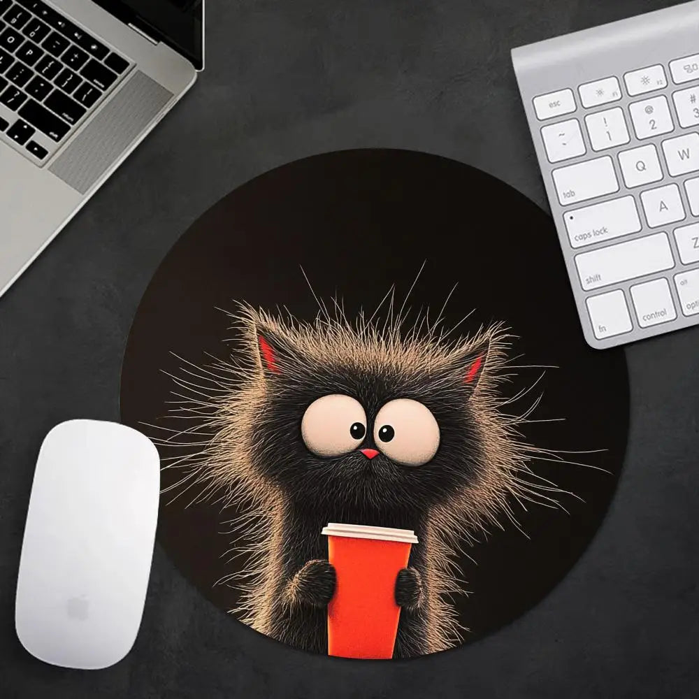 tapis souris chat noir tasse dessin animé 22cm 22cm antidérapant caoutchouc durable